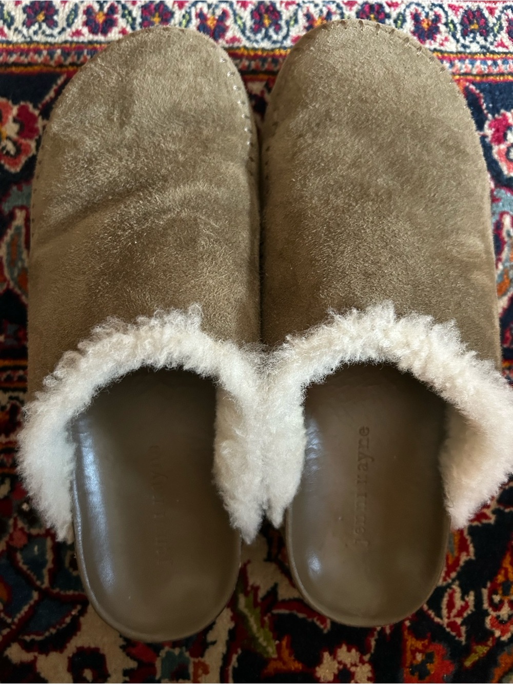Jenni Kayne Olive Shearling-Lined Moc Clog Size 41
